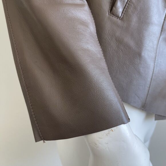 Trouve Womens Biker Chic Moto Rock Brown Soft Leather Jacket Convertibe - Medium - Picture 7 of 16